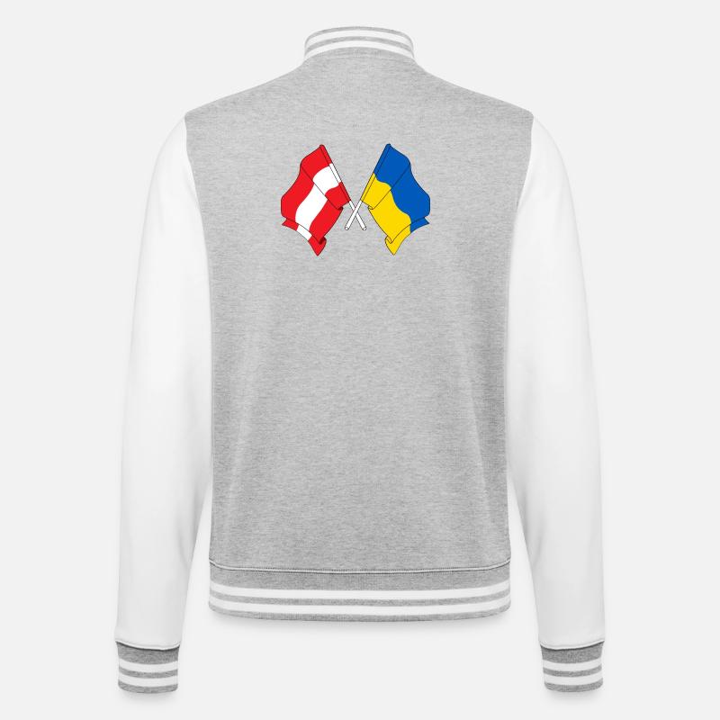 Drapeau Autriche drapeau Ukraine - Veste Teddy - gris chiné / blanc