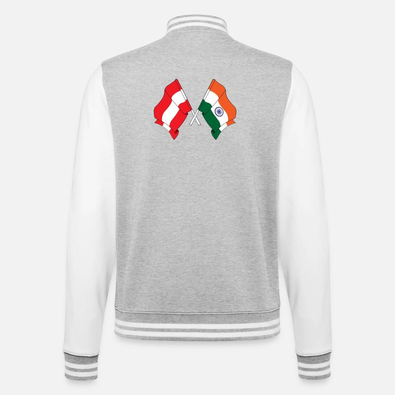 Drapeau Autriche, Drapeau Inde - Veste Teddy - gris chiné / blanc