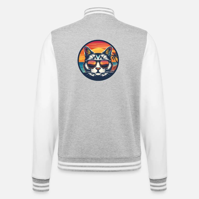 Sunrise cat - Veste Teddy - gris chiné / blanc