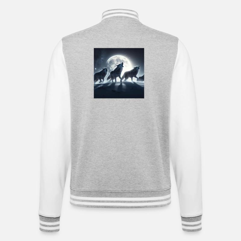 Das Heulen der Wölfe - College-Sweatjacke - Grau meliert/Weiß