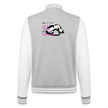 I am gay and it will happen again - College Sweat Jacket - heather grey/white - Back - Marisol (170cm)