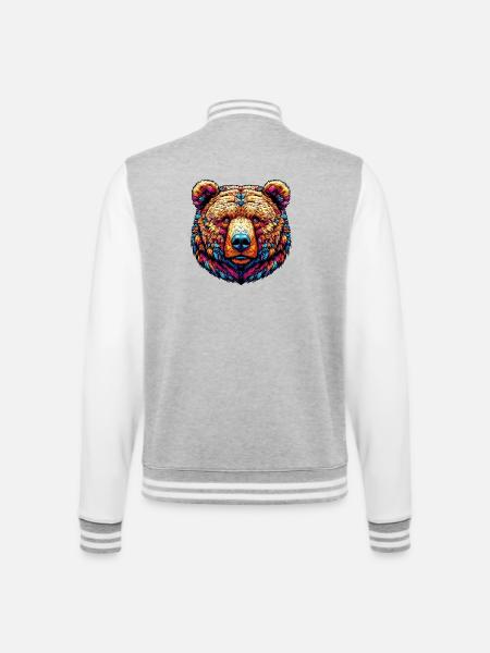 Ours - Veste Teddy - gris chiné / blanc