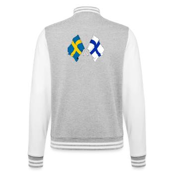 Drapeau de la Suède, drapeau de la Finlande - Veste Teddy - gris chiné / blanc - Dos - Marisol (170cm)