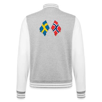 Drapeau de la Suède, drapeau de la Norvège - Veste Teddy - gris chiné / blanc - Dos - Marisol (170cm)