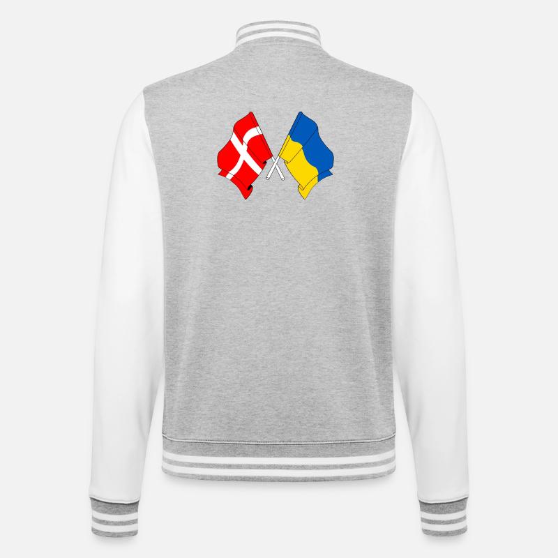 Drapeau Danemark, drapeau Ukraine - Veste Teddy - gris chiné / blanc