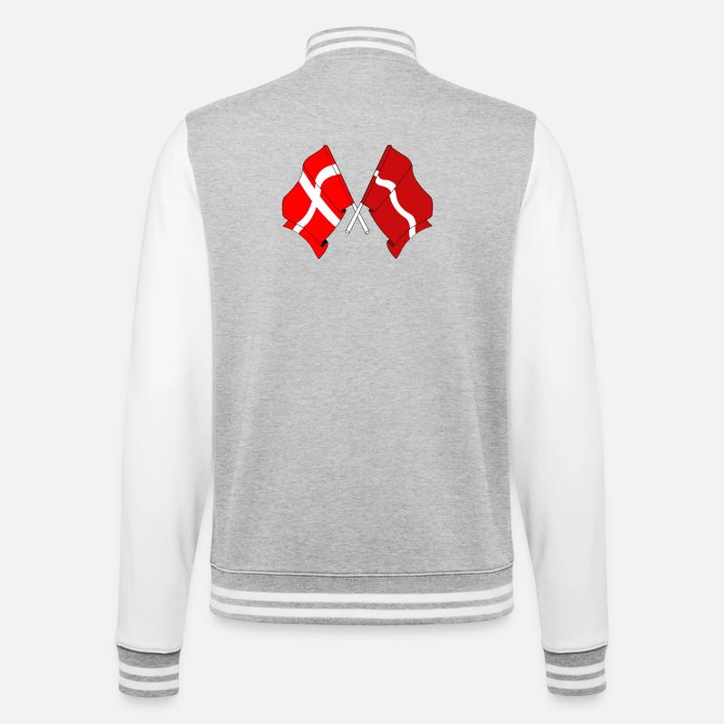 Drapeau Danemark, drapeau Lettonie - Veste Teddy - gris chiné / blanc