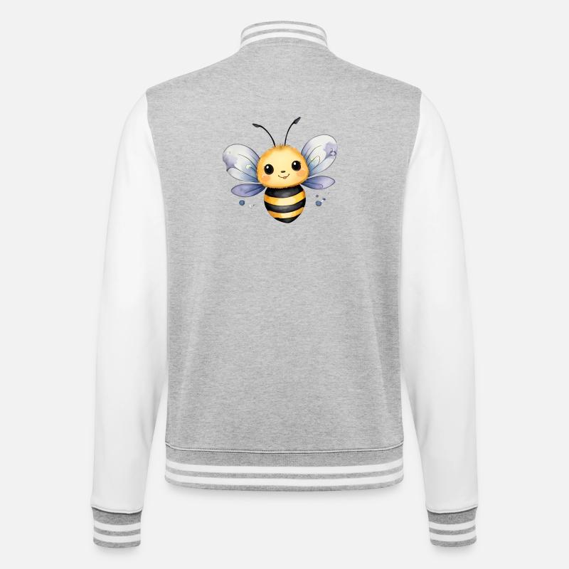 Kleines Bienchen - College-Sweatjacke - Grau meliert/Weiß