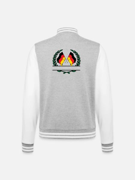 Fahnen Deutschland Lorbeerkranz Banner - College-Sweatjacke - Grau meliert/Weiß