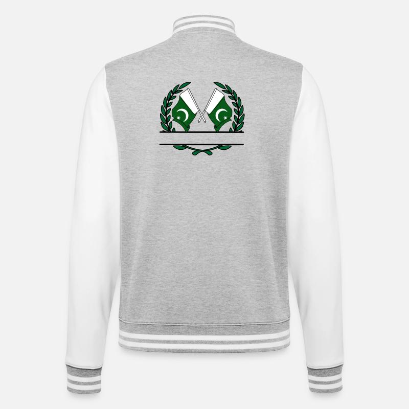 Drapeaux Pakistan bannière couronne de laurier - Veste Teddy - gris chiné / blanc