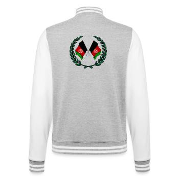 Flags Afghanistan in laurel wreath - College Sweat Jacket - heather grey/white - Back - Marisol (170cm)