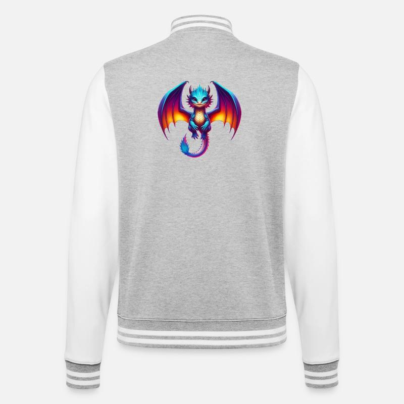 Drache - College-Sweatjacke - Grau meliert/Weiß