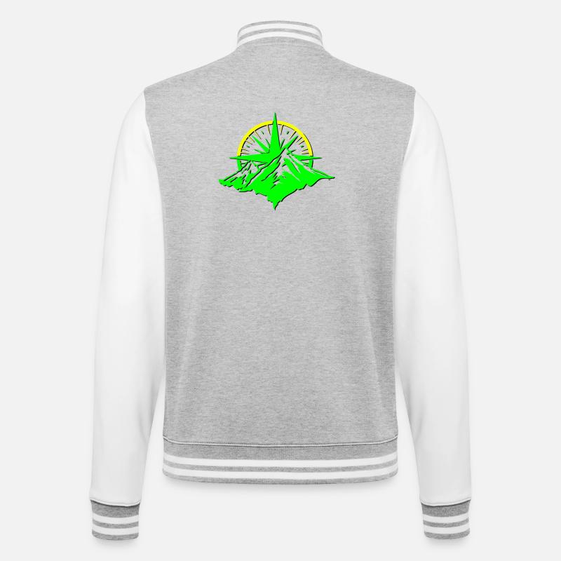Compass With Mountain Silhouette - College-Sweatjacke - Grau meliert/Weiß
