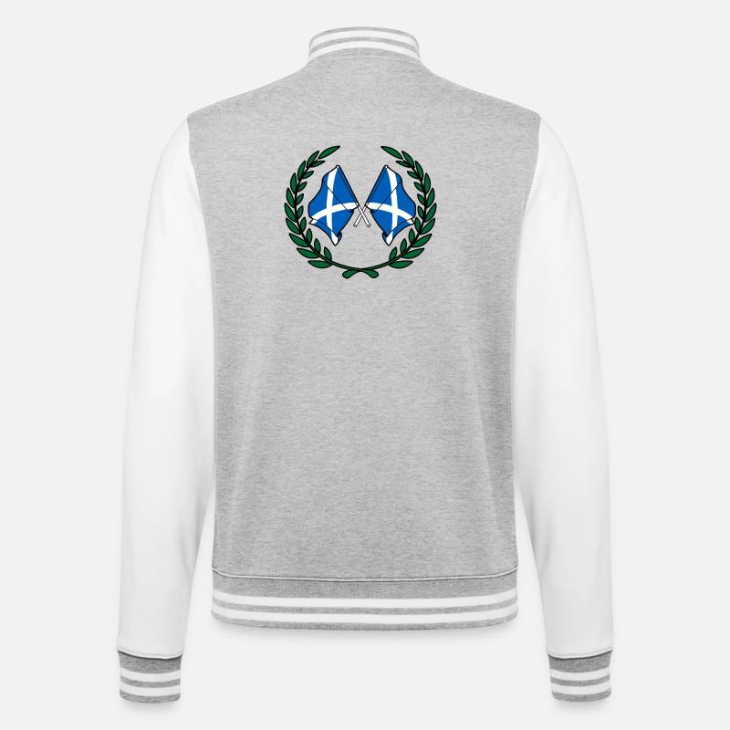 Drapeaux Ecosse en couronne de laurier - Veste Teddy - gris chiné / blanc