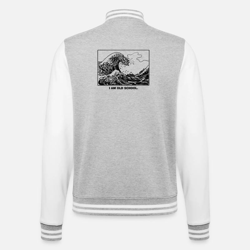 Old School Wave - College Sweat Jacket - heather grey/white