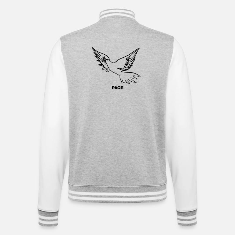 PACE - Friedenstaube - College-Sweatjacke - Grau meliert/Weiß