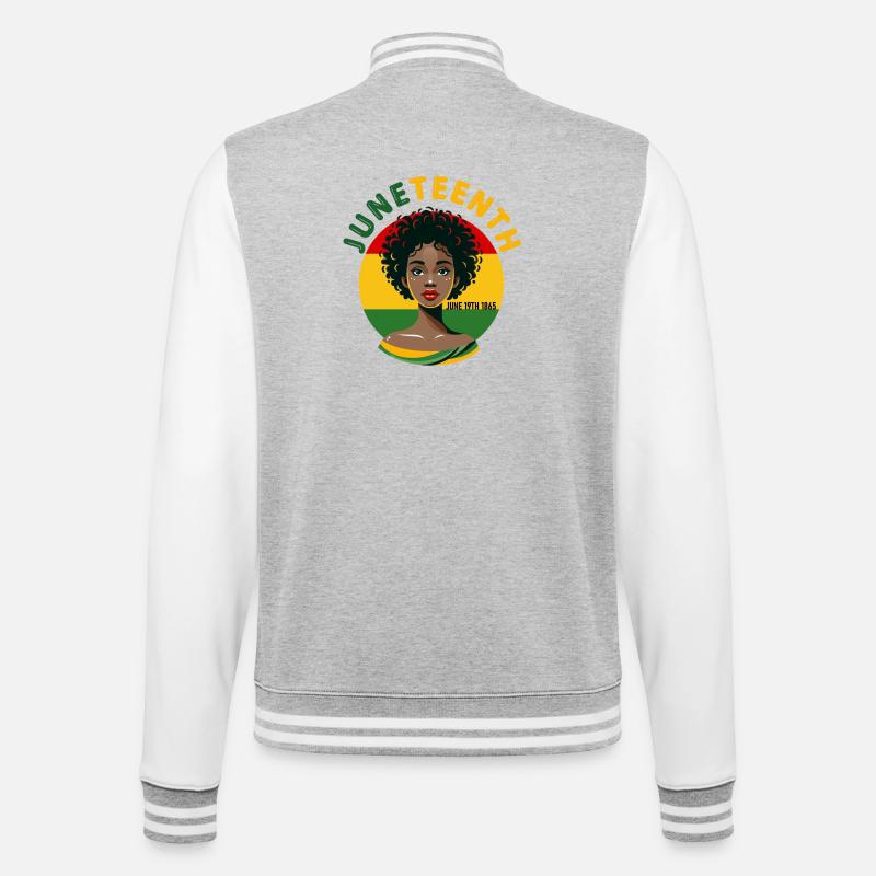 Juneteenth - College-Sweatjacke - Grau meliert/Weiß