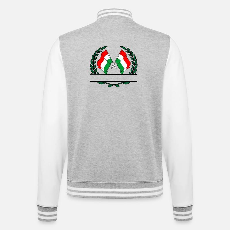 Drapeaux Hongrie couronne de laurier bannière - Veste Teddy - gris chiné / blanc