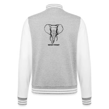 Elefant - Never forget - College-Sweatjacke - Grau meliert/Weiß - Hinten - Marisol (170cm)