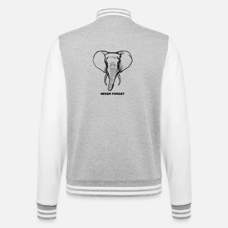 Elefant - Never forget - College-Sweatjacke - Grau meliert/Weiß
