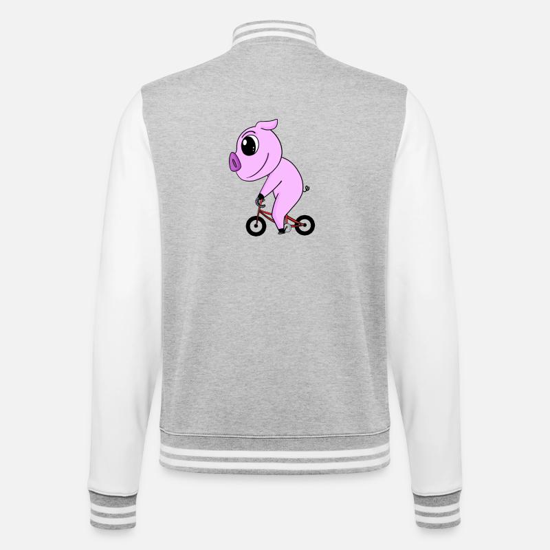 Pig Bicycle - College Sweat Jacket - heather grey/white