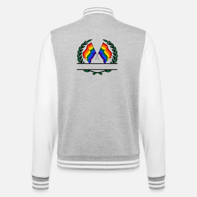 Drapeaux Bannière couronne de laurier arc-en-ciel - Veste Teddy - gris chiné / blanc