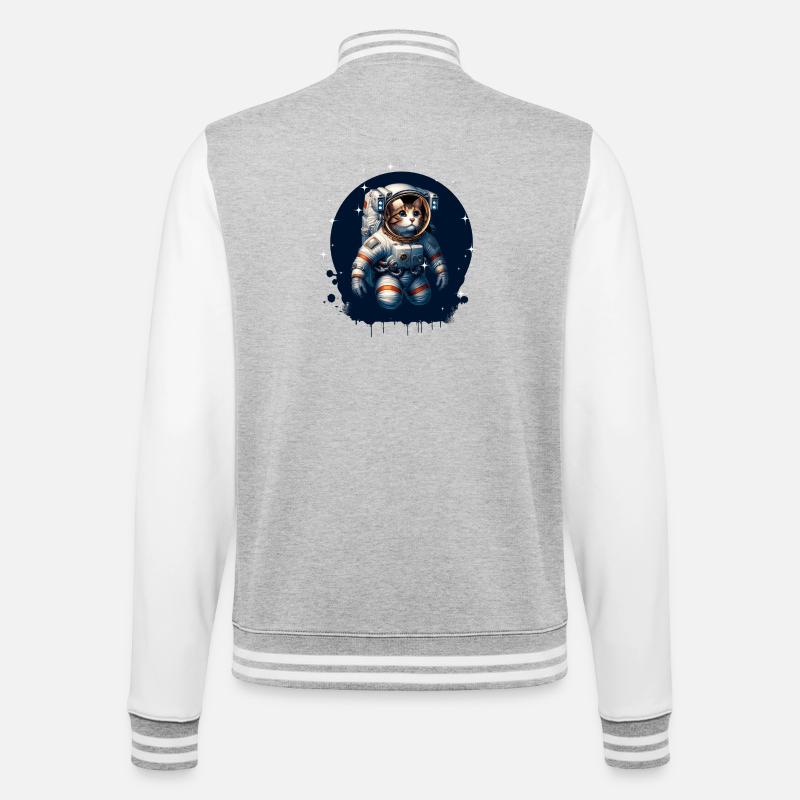 Un chat en costume d’astronaute - Veste Teddy - gris chiné / blanc