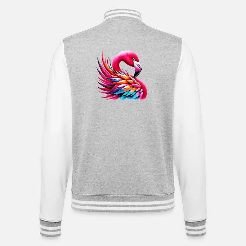 Flamingo - College-Sweatjacke - Grau meliert/Weiß