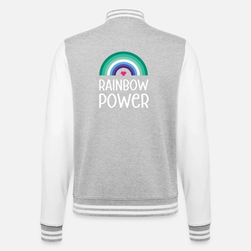 LGBT Pride Month - Rainbow Power - College Sweat Jacket - heather grey/white