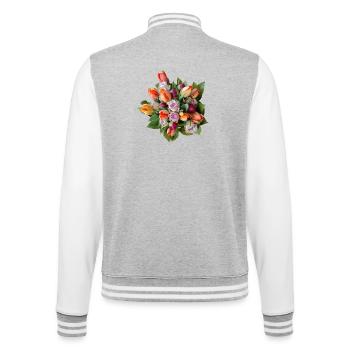 Blumenstrauß – Pastellträume - College-Sweatjacke - Grau meliert/Weiß - Hinten - Marisol (170cm)