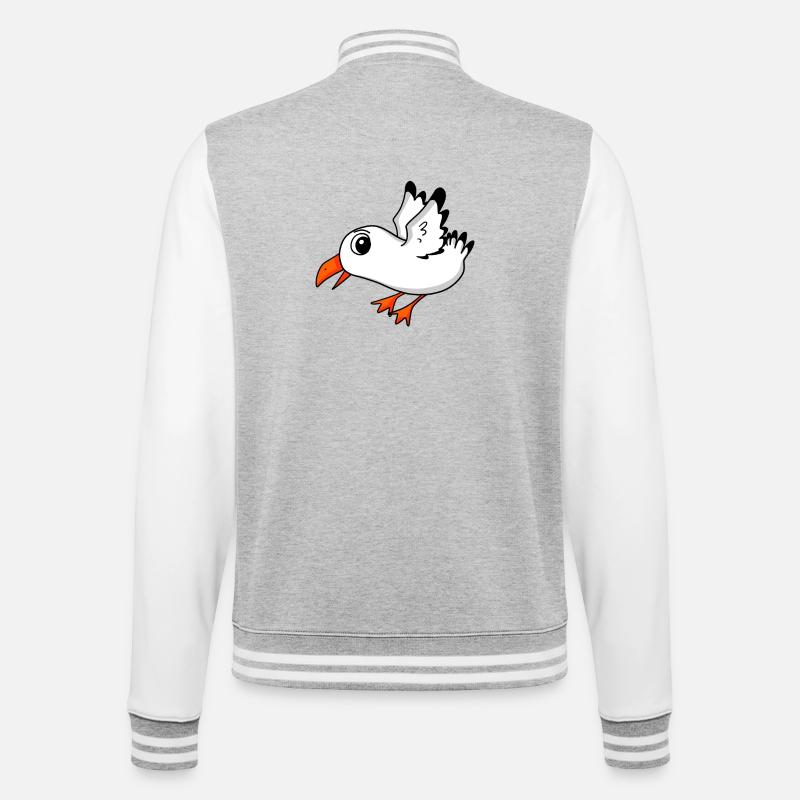 Oiseau mouette - Veste Teddy - gris chiné / blanc