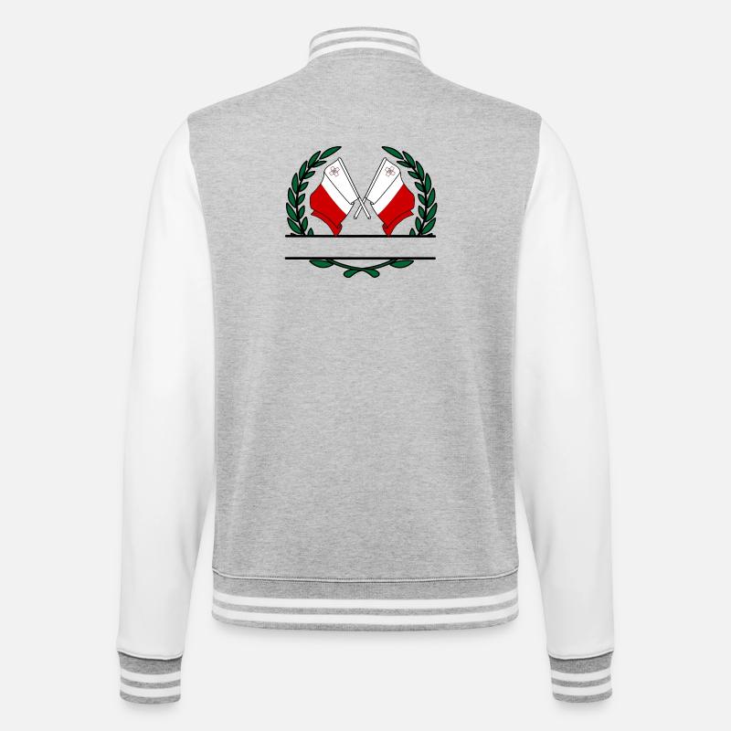 Drapeaux Malte couronne de laurier bannière - Veste Teddy - gris chiné / blanc