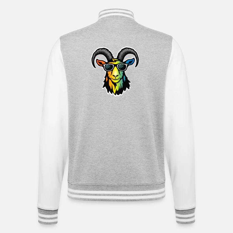 Mountain goat with sunglasses - College Sweat Jacket - heather grey/white
