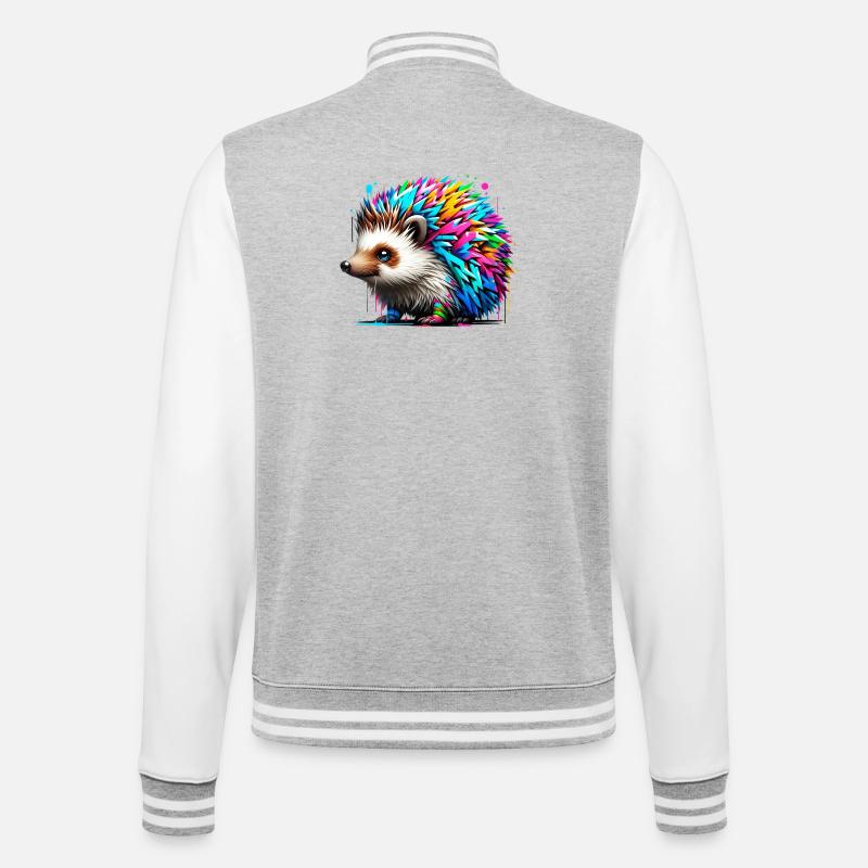 Hedgehog - College Sweat Jacket - heather grey/white