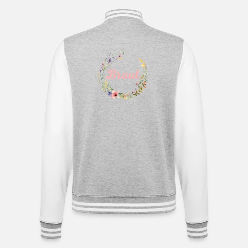 Braut Mädels-Braut! Personalisierbar - College-Sweatjacke - Grau meliert/Weiß