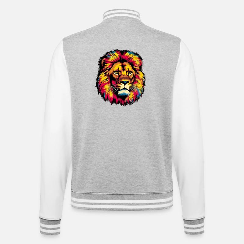 Löwe - College-Sweatjacke - Grau meliert/Weiß