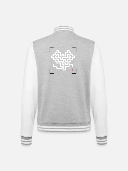Retro-Schlange - College-Sweatjacke - Grau meliert/Weiß