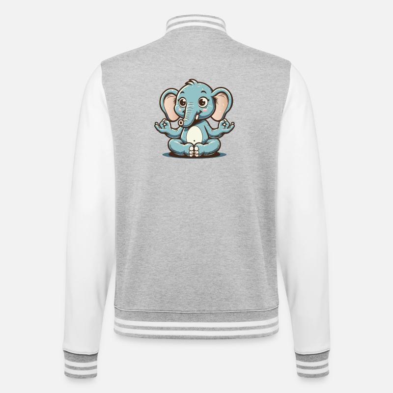 Cute blue elephant doing yoga - College Sweat Jacket - heather grey/white