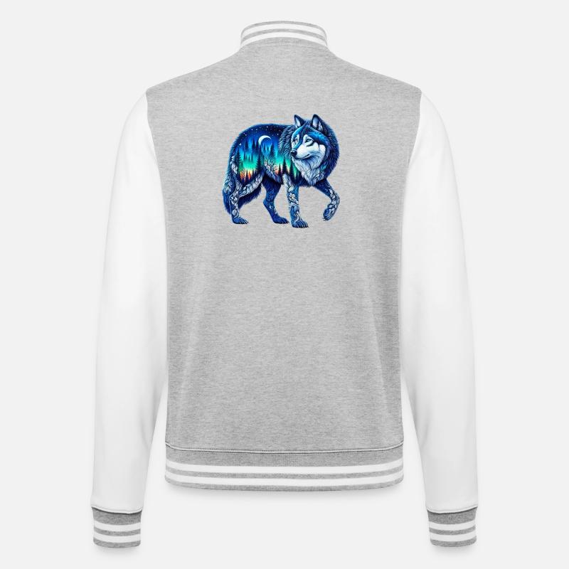 Wolf - College Sweat Jacket - heather grey/white