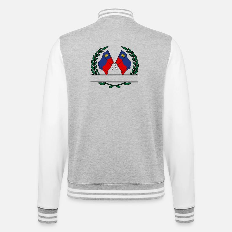 Drapeaux Liechtenstein couronne de laurier bannière - Veste Teddy - gris chiné / blanc