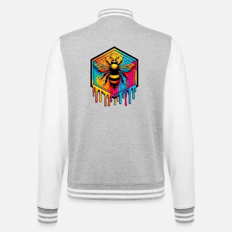 Bee - College Sweat Jacket - heather grey/white