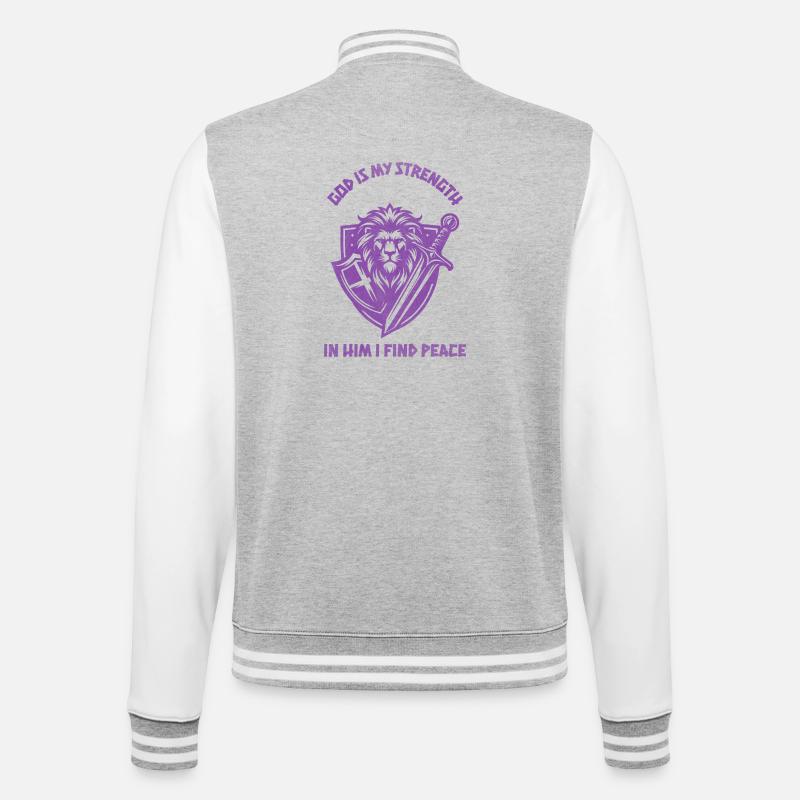 Löwenheld Kampfgeist Wappenshield Design - College-Sweatjacke - Grau meliert/Weiß