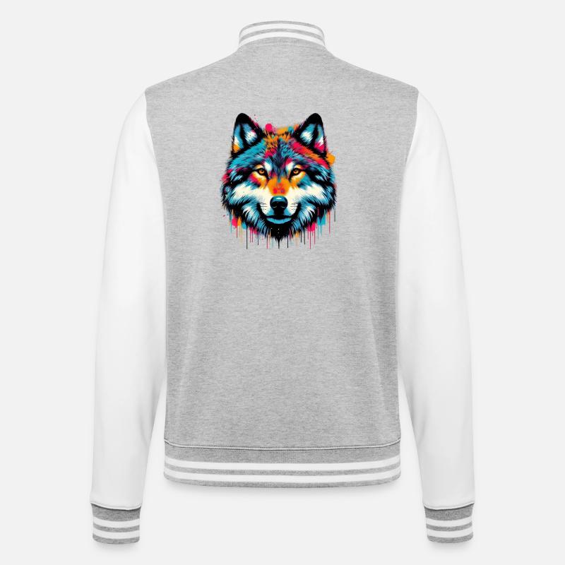 Wolf - College Sweat Jacket - heather grey/white