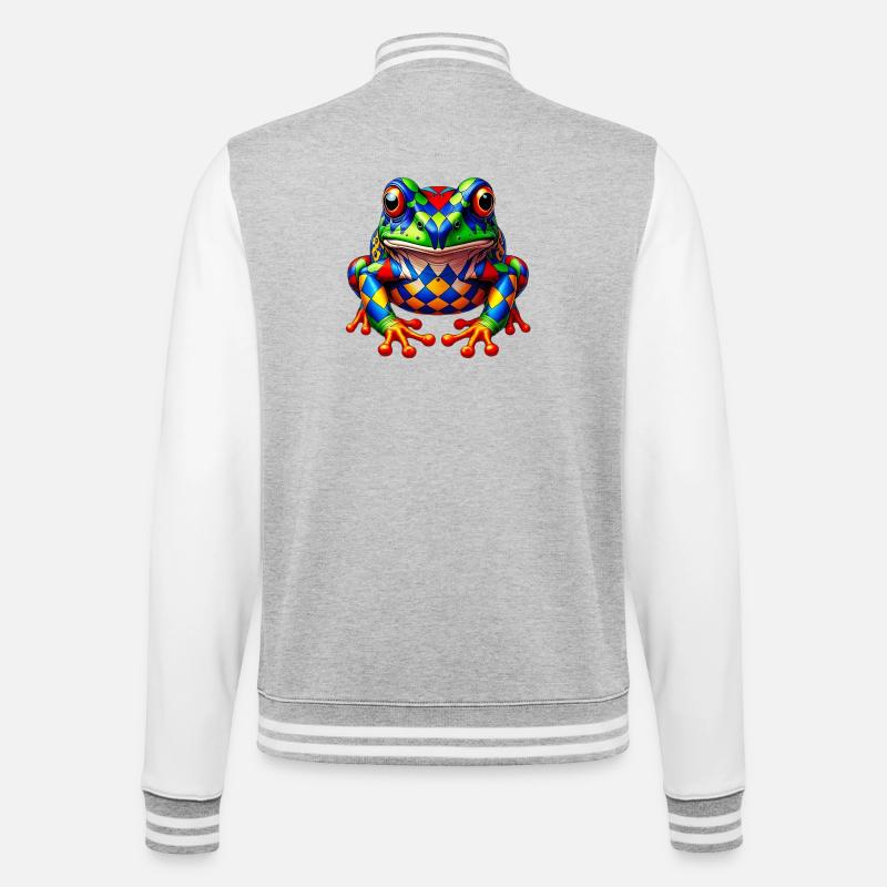 Frosch - College-Sweatjacke - Grau meliert/Weiß