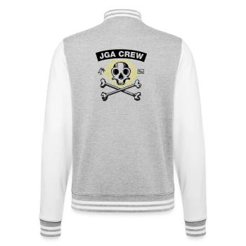 JGA Crew - Skull and Bones - College-Sweatjacke - Grau meliert/Weiß - Hinten - Marisol (170cm)