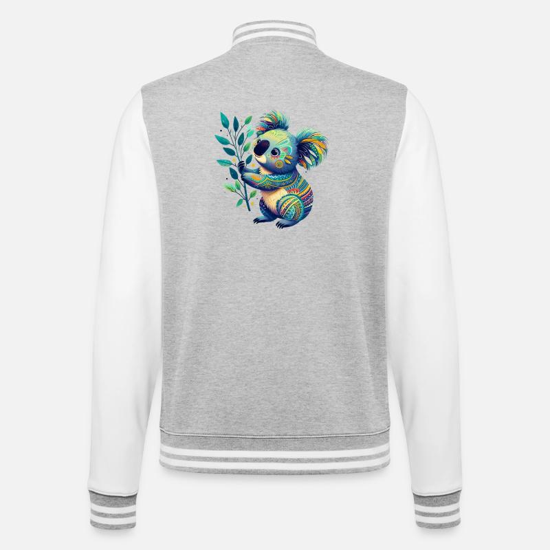 Koala - College-Sweatjacke - Grau meliert/Weiß