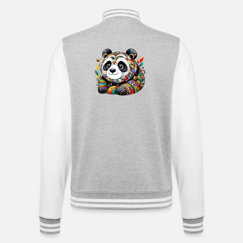 Panda - College-Sweatjacke - Grau meliert/Weiß