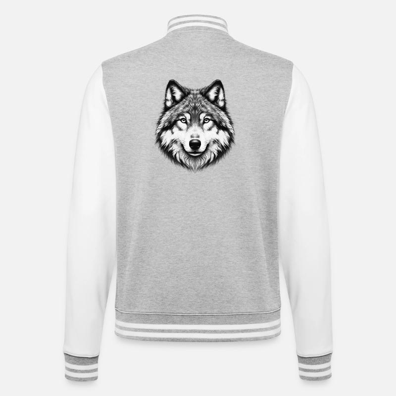 Wolf - College Sweat Jacket - heather grey/white