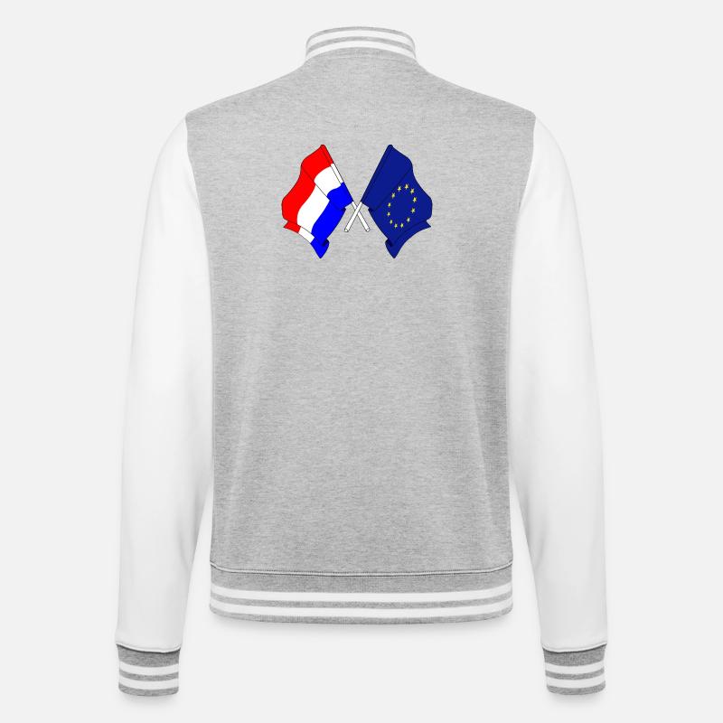 Drapeau des Pays-Bas, drapeau de l’Europe - Veste Teddy - gris chiné / blanc