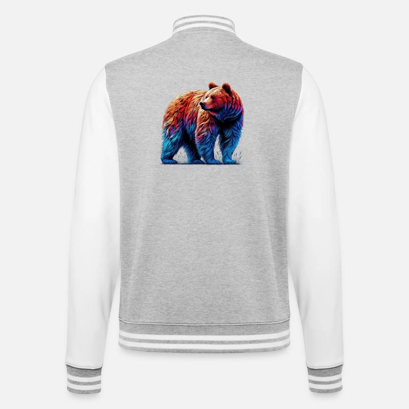 Bär - College-Sweatjacke - Grau meliert/Weiß