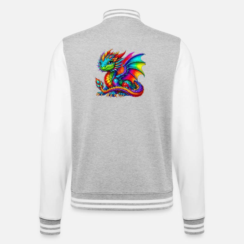 Drache - College-Sweatjacke - Grau meliert/Weiß
